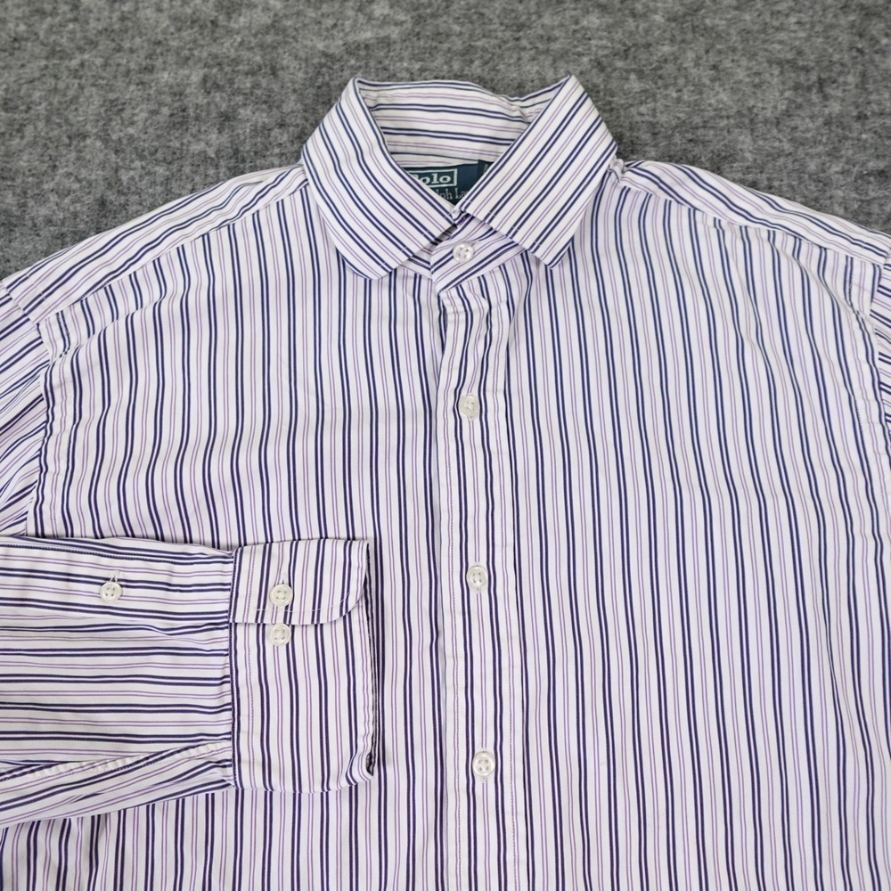 Polo‎ Ralph Lauren Regent Classic Fit Shirt Mens 16 34/35 Purple Stripe Cotton